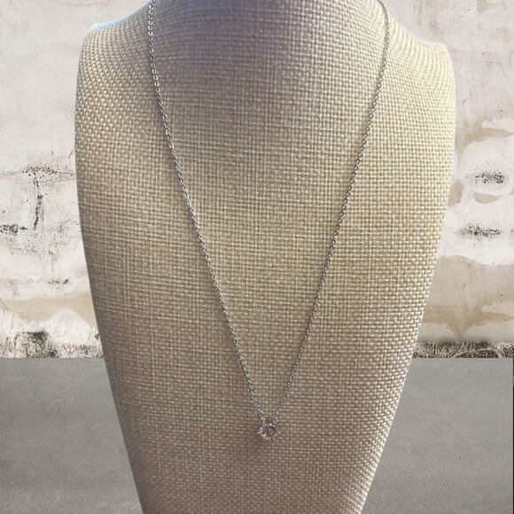 Jewelry - White Gold Plated with Pink Solitaire NEW